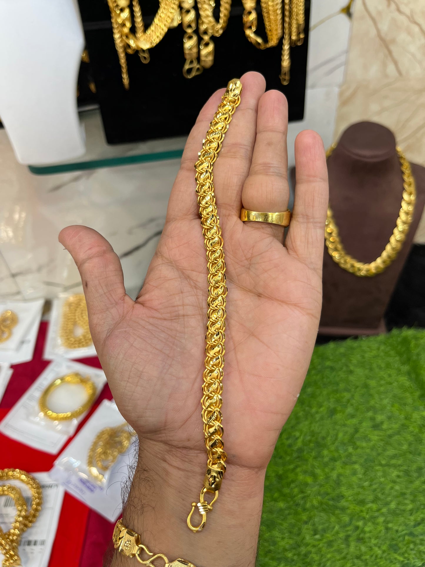 one gram gold plated loutos design bracelet