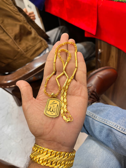 one gram gold pipe new chain with allah design pandent