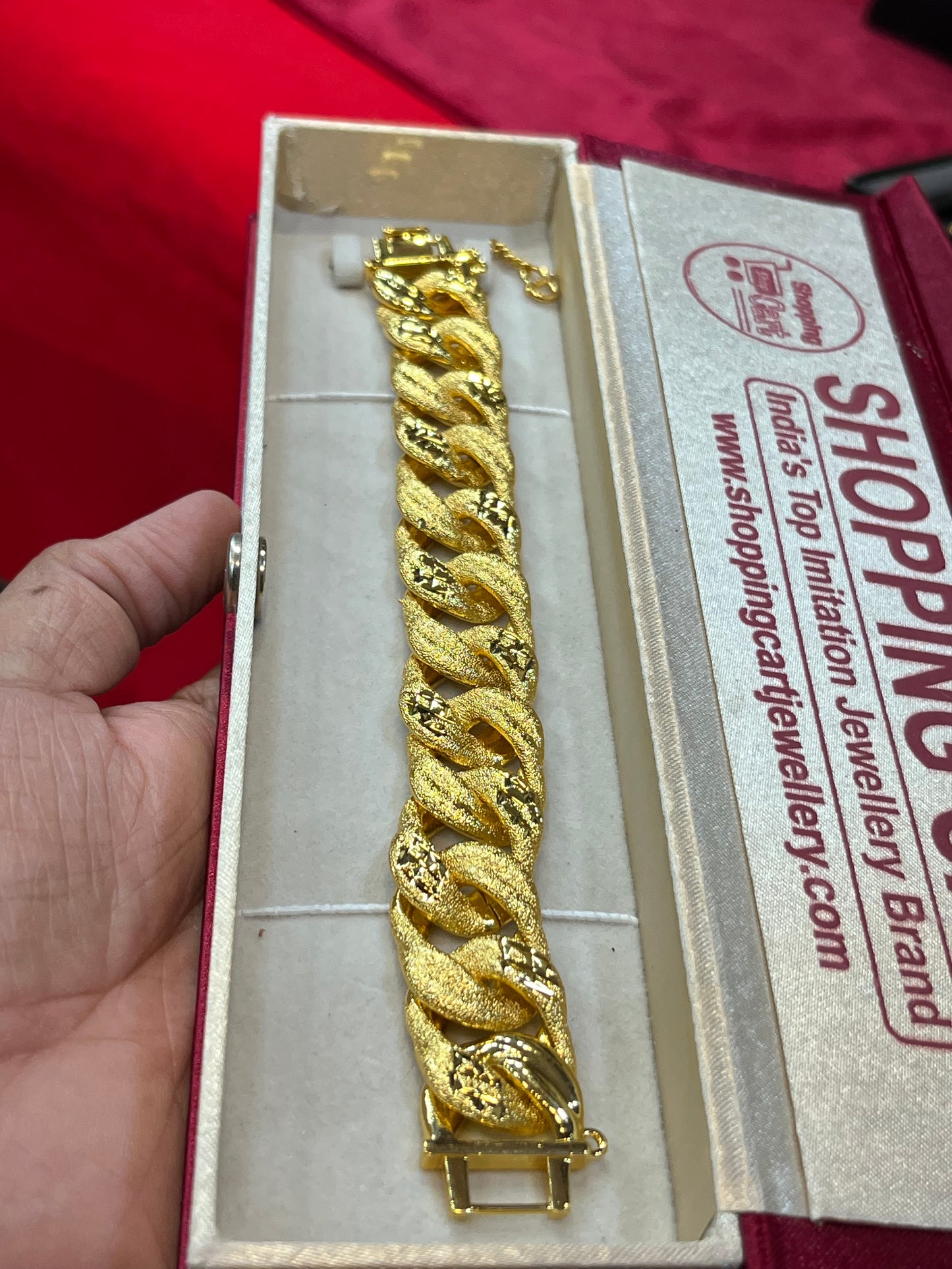 One gram gold heavy long cuban design bracelet