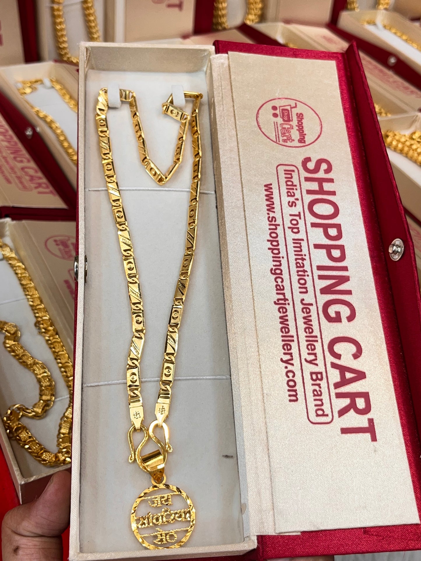 One gram gold plated navabi chain with sanwariya seth pandent