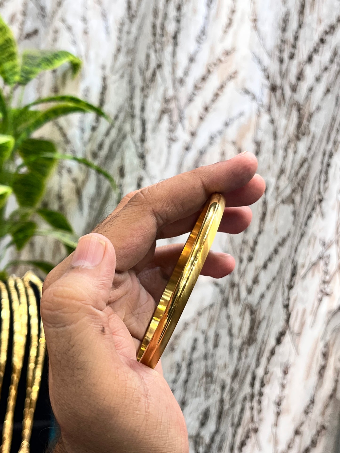 Gold plated half glosy design punjabi kada