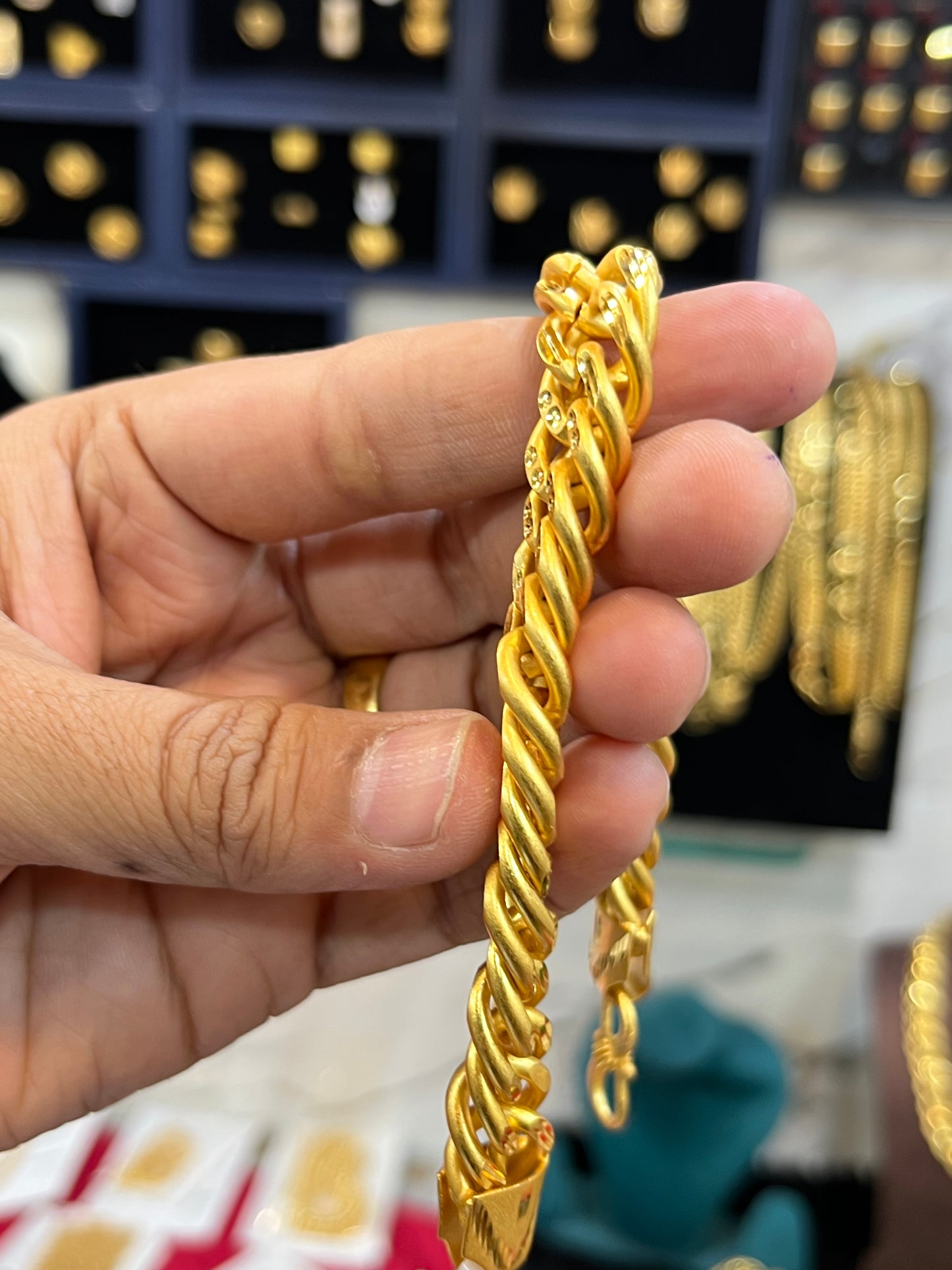 one gram gold plated heavy sachin design bracelet