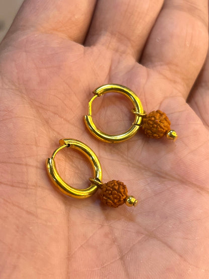 one gram gold plated rudhraksh men’s earrings
