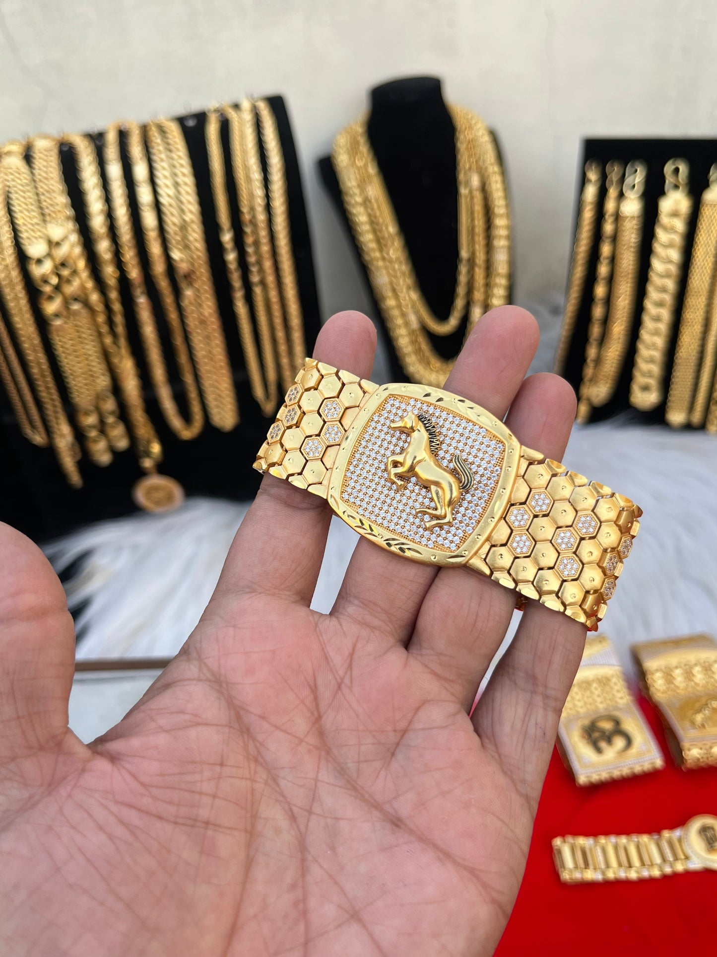 one gram gold plated horse design big bracelet