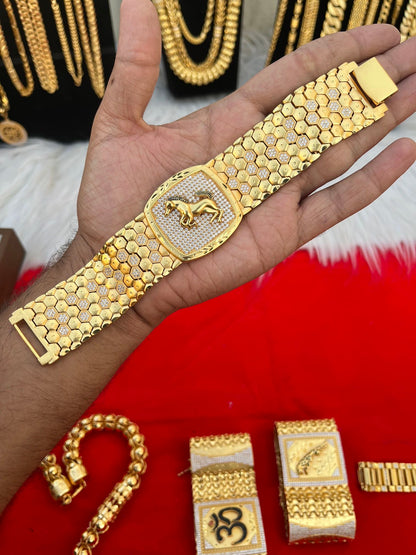 one gram gold plated horse design big bracelet