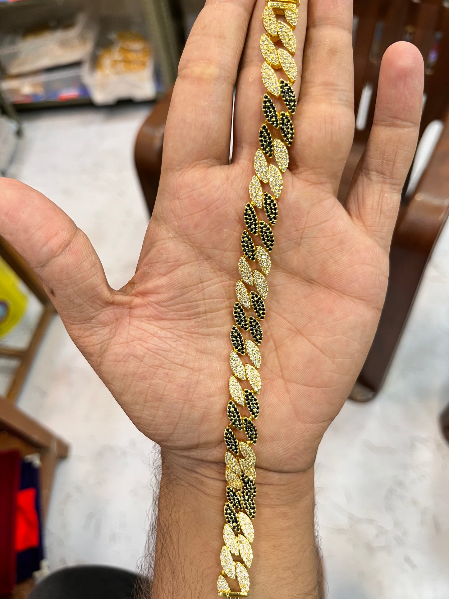 one gram gold plated fully black daimond bracelet