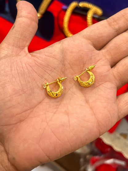 one gram gold plated premium earrings for men