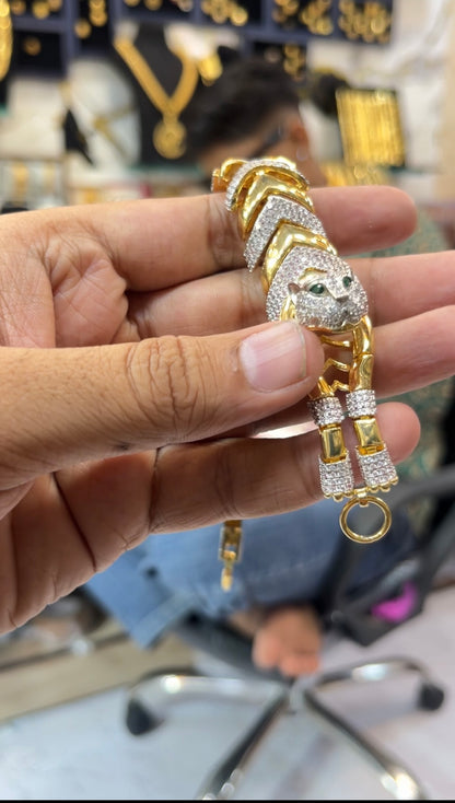 One gram gold plated lion daimond bracelet