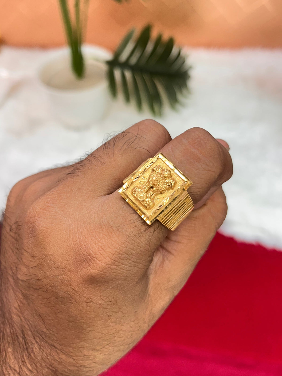 One gram gold plated ashok stumb ring