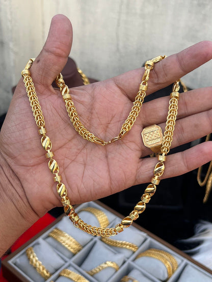 one gram gold plated indo lautos mix design chain