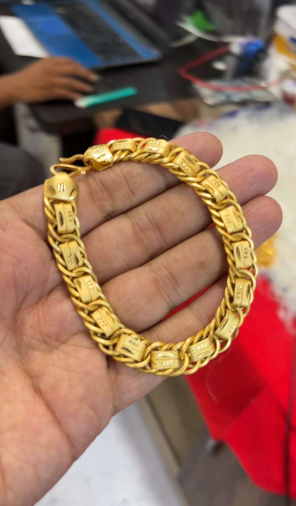 one gram gold plated flat design bracelet