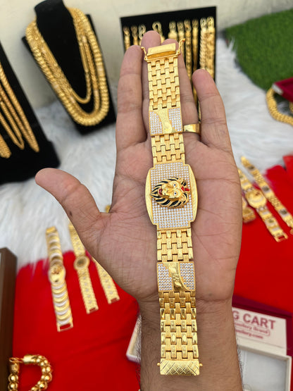 one gram gold plated lion design big bracelet