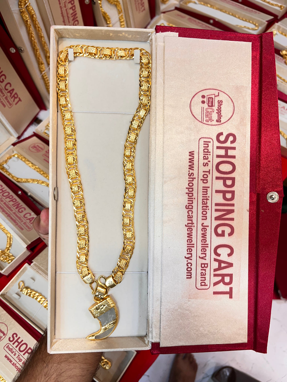 One gram gold plated flat chain with neals pandent