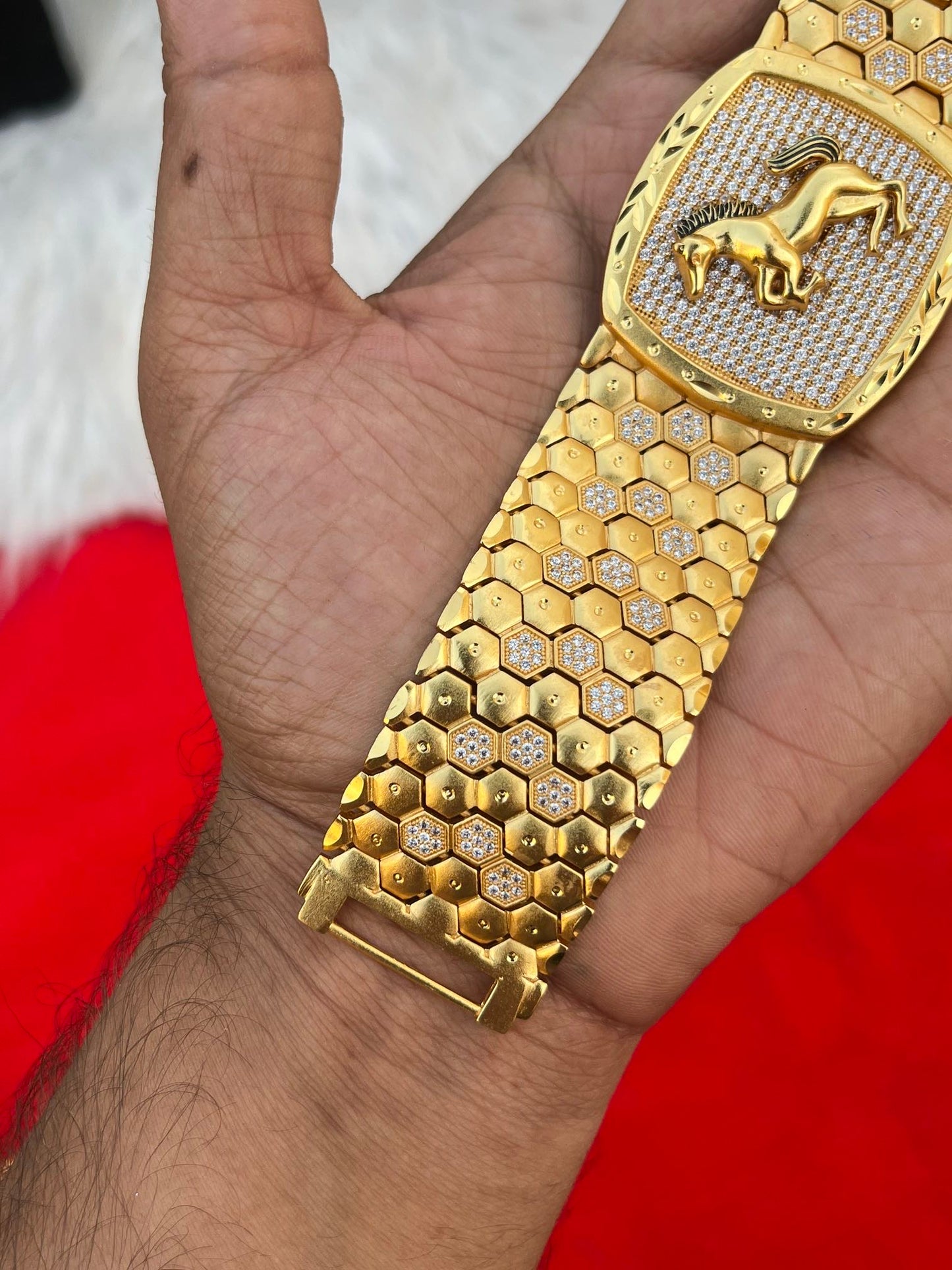 one gram gold plated horse design big bracelet