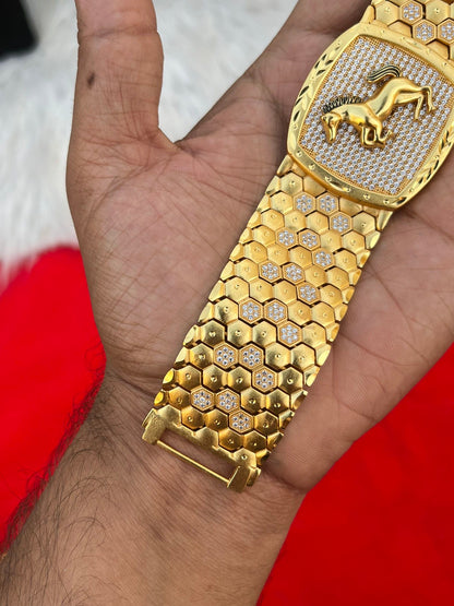 one gram gold plated horse design big bracelet