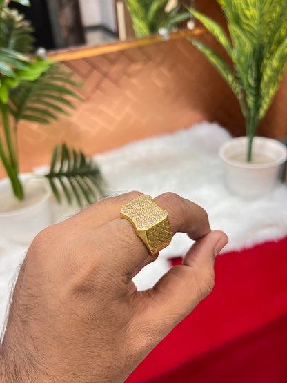 One gram gold plated daimond square ring