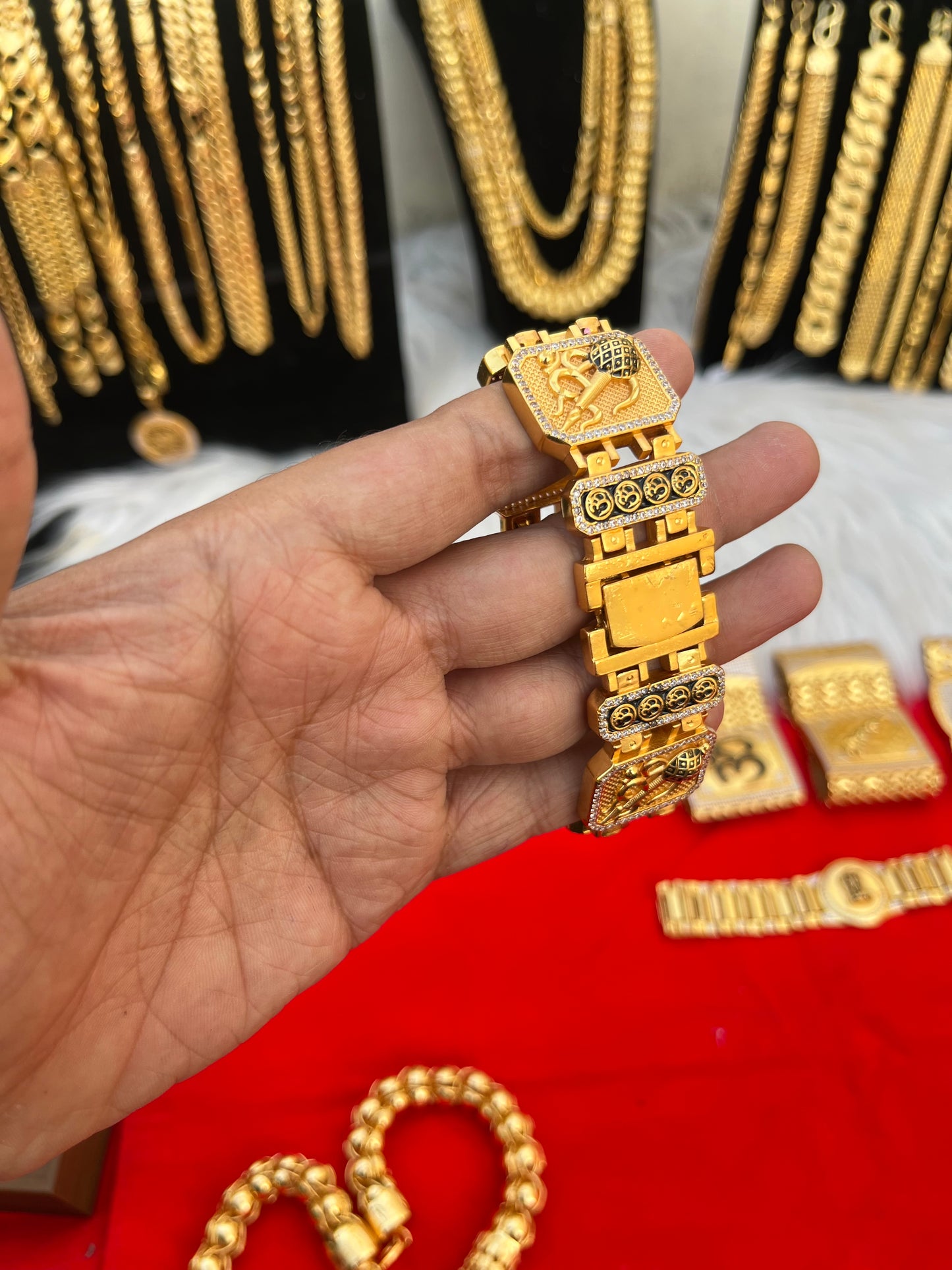 one gram gold plated hanuman ji design bracelet