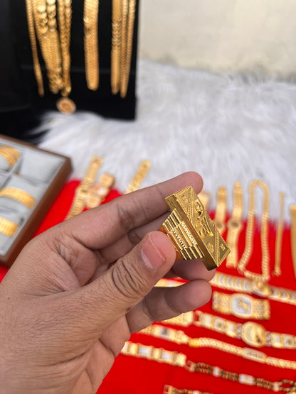 one gram gold plated long maa design ring