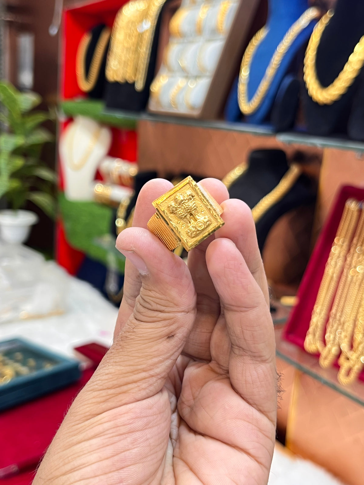One gram gold plated ashok stumb ring