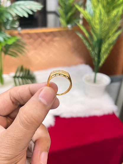 one gram gold plated round daimond design ring