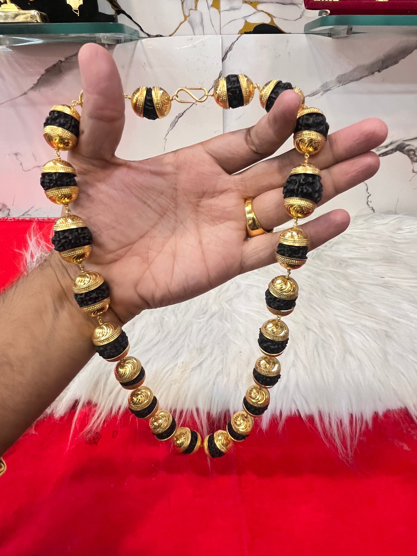 one gram gold plated heavy big rudhraksh mala