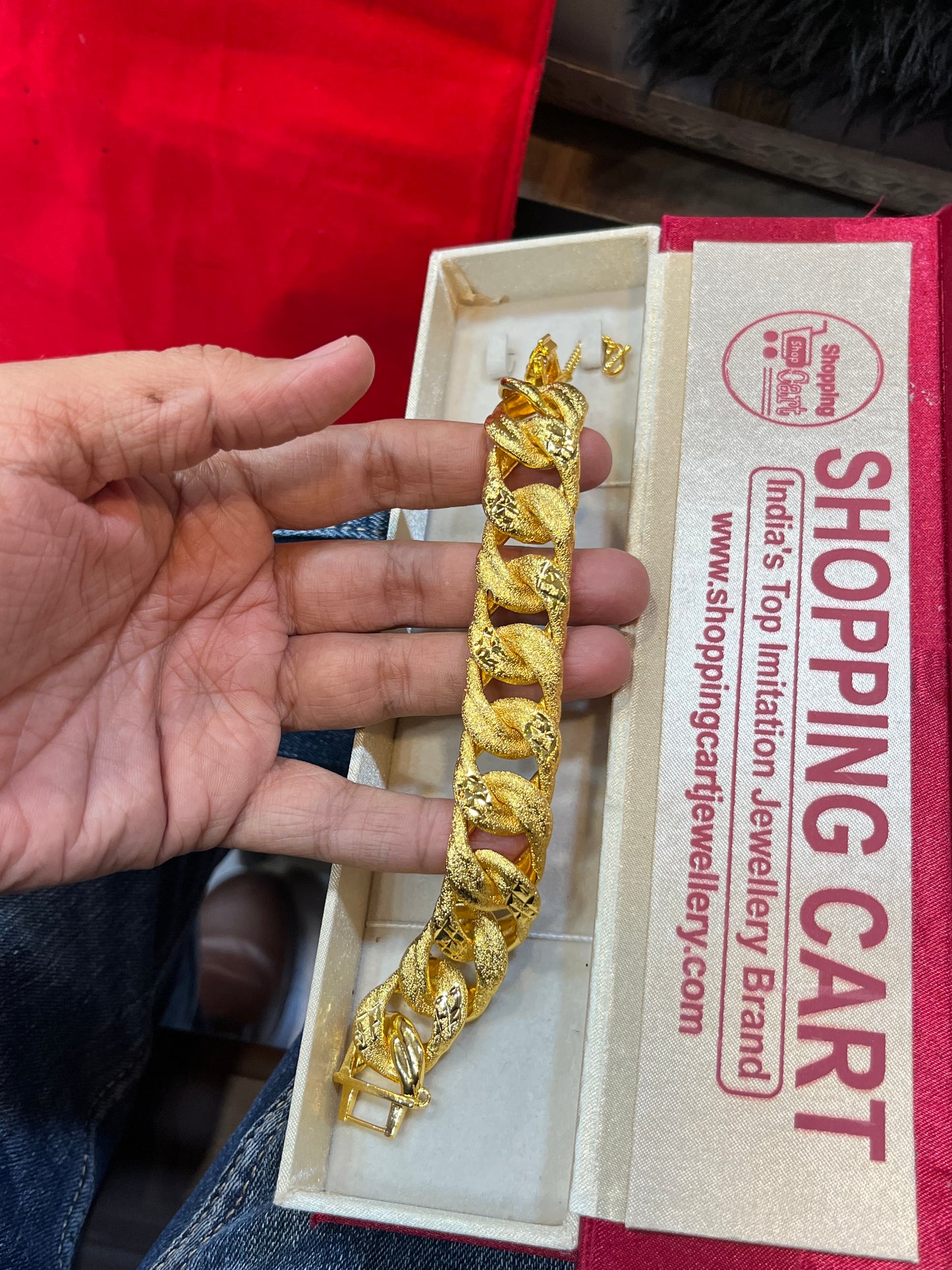 One gram gold heavy long cuban design bracelet