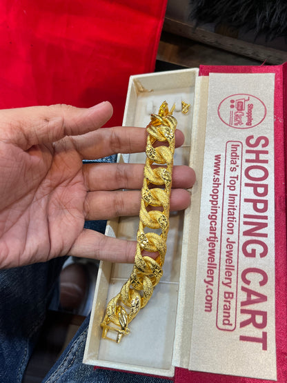 One gram gold heavy long cuban design bracelet