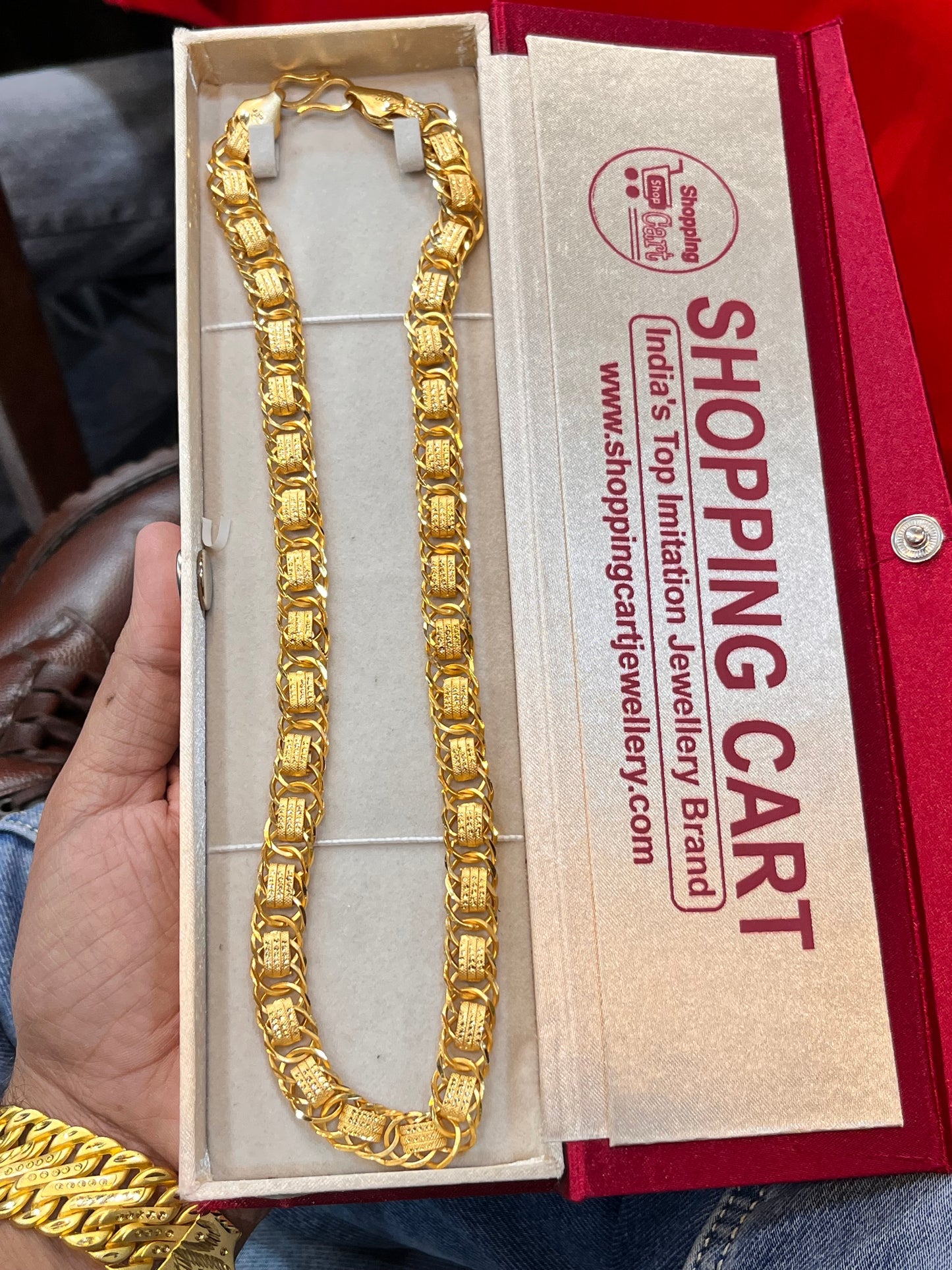 one gram gold plated premium heavy flat design chain