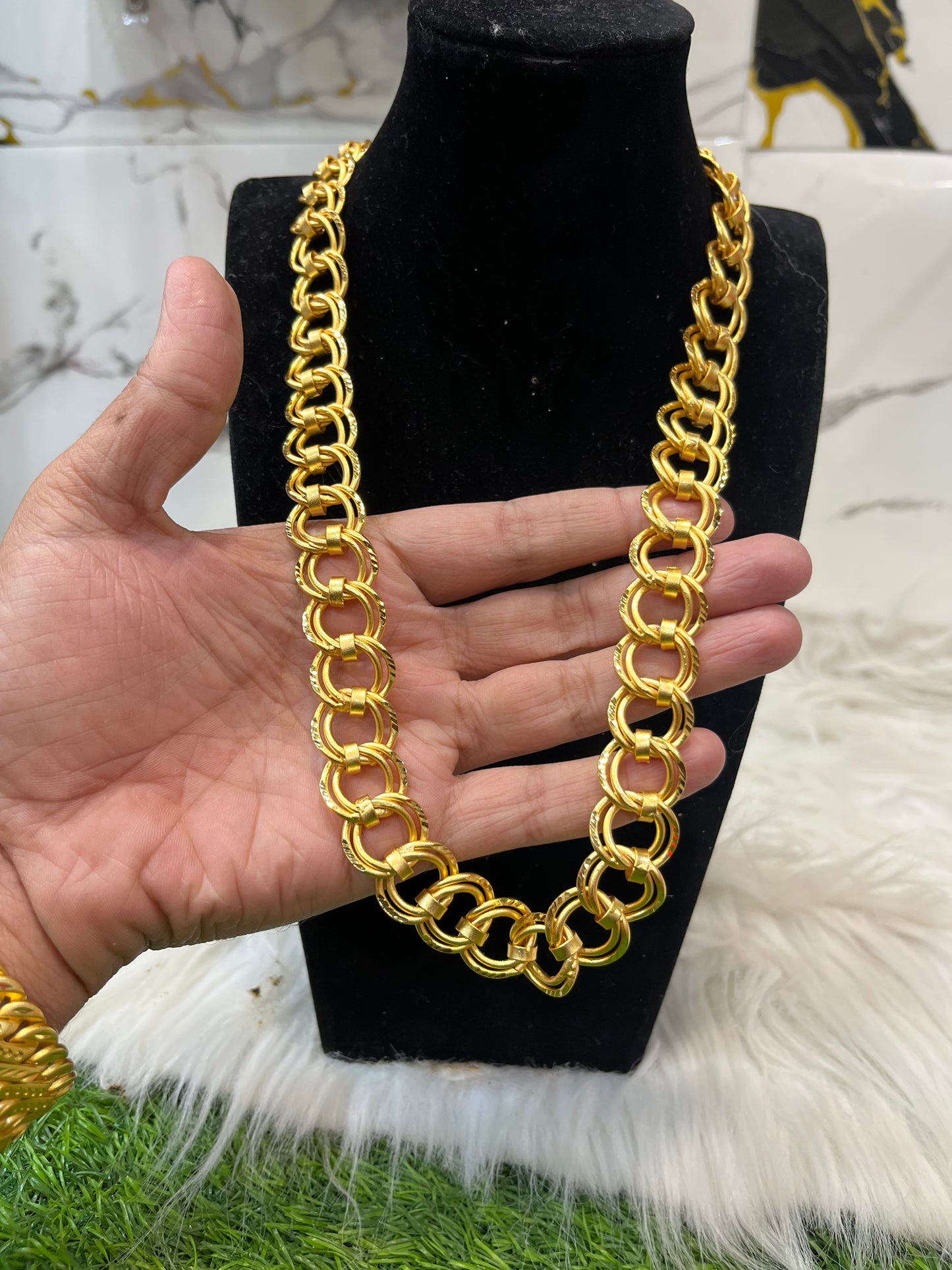 one gram gold plated men’s two kadi heavy design chain