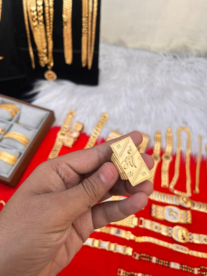 one gram gold plated long maa design ring