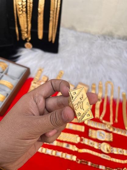 one gram gold plated long maa design ring