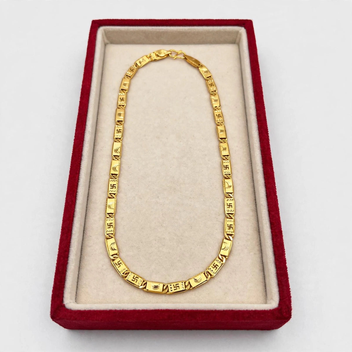 One gram gold plated swastik design navabi chain