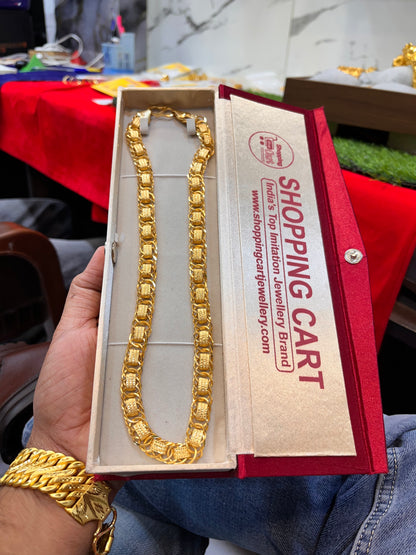 one gram gold plated premium heavy flat design chain