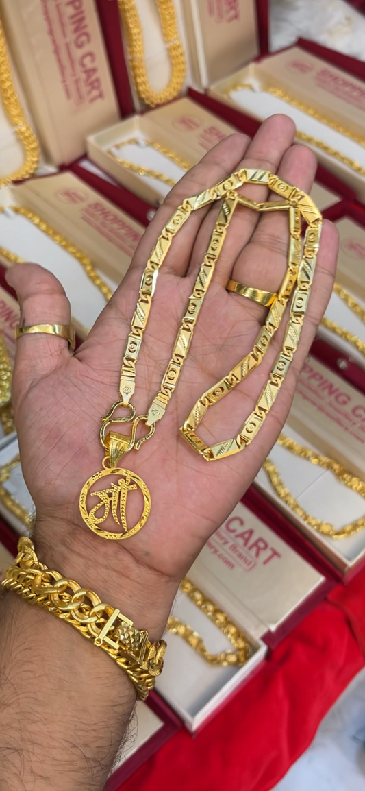 One gram gold plated navabi chain with maa pandent