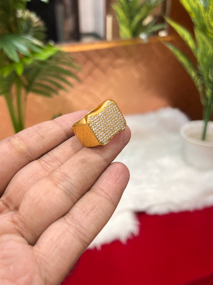 One gram gold plated daimond square ring