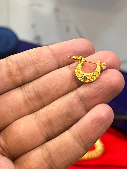 one gram gold plated premium earrings for men