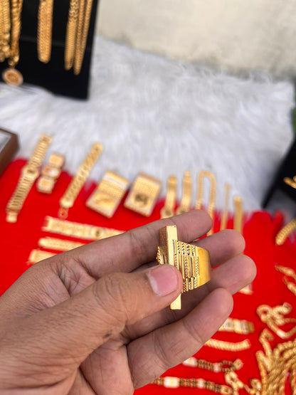 one gram gold plated long jeguar design ring