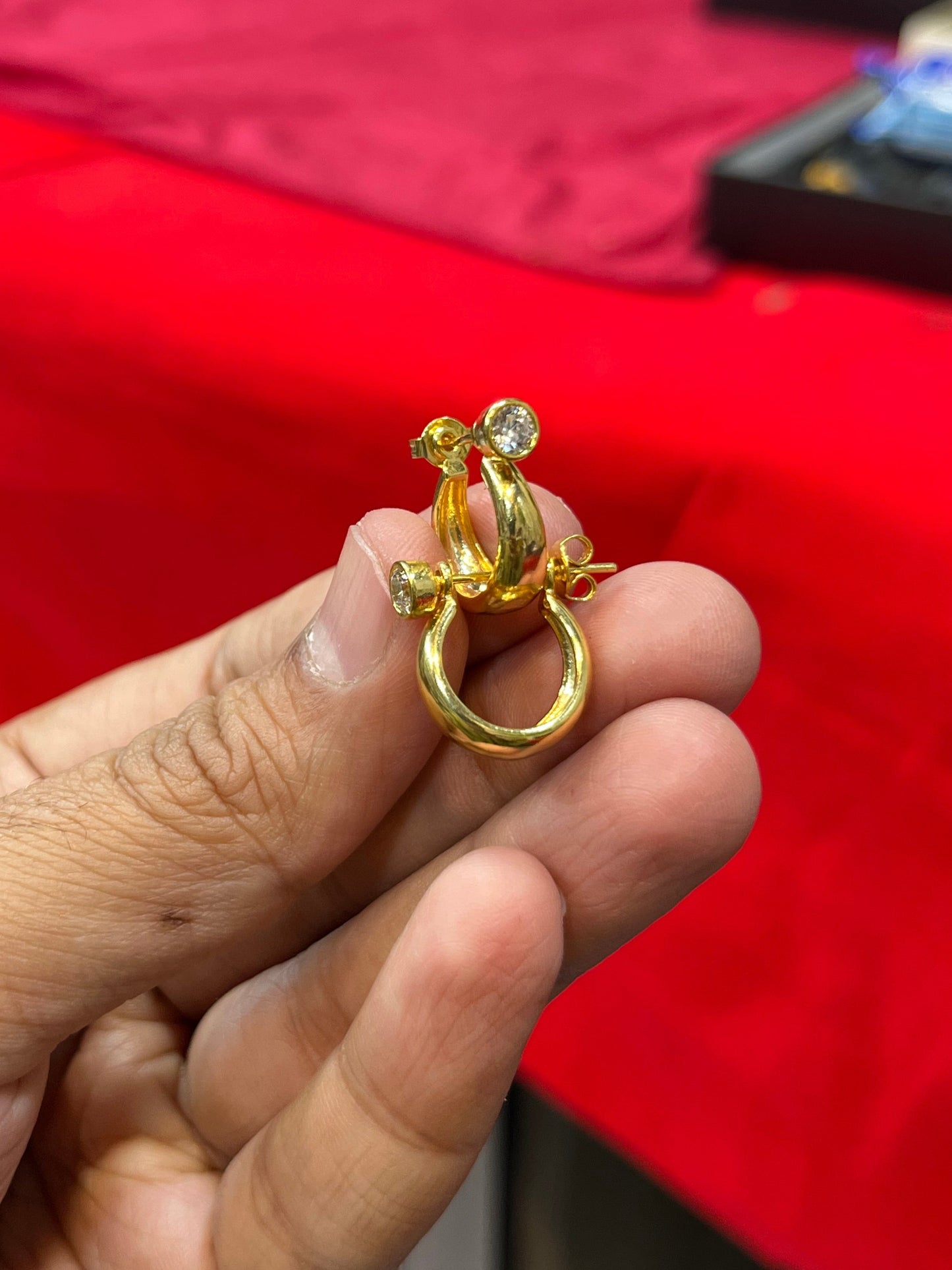 one gram gold men’s daimond stung design earrings