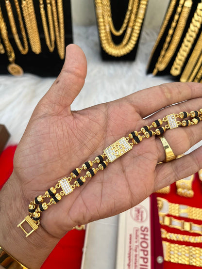 one gram gold plated rudhraksh om bracelet