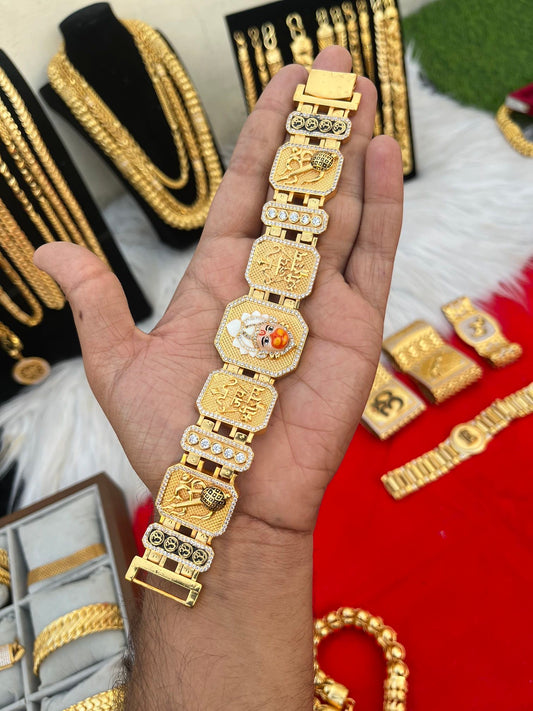 one gram gold plated hanuman ji design bracelet