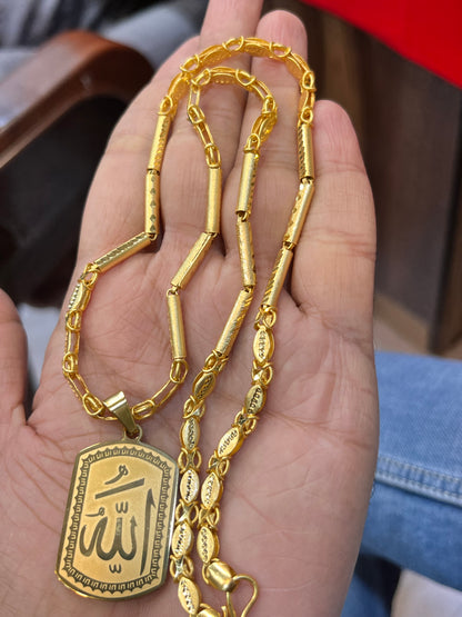 one gram gold pipe new chain with allah design pandent
