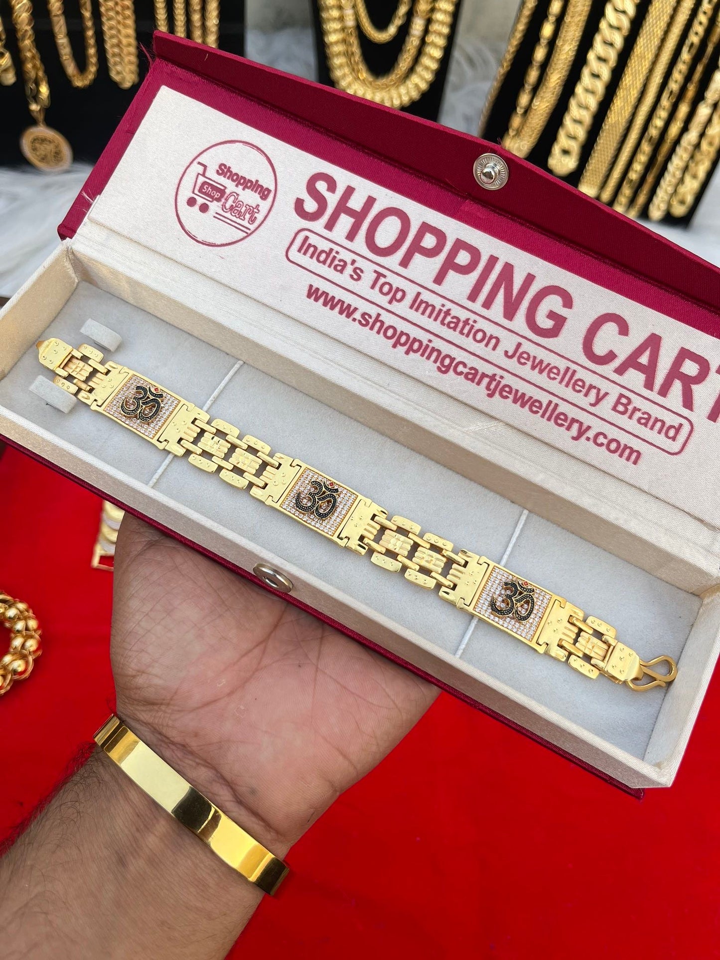 one gram gold plated om premium salang bracelet