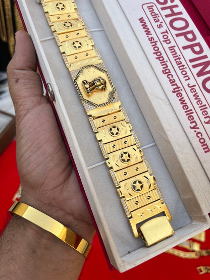 one gram gold plated heavy ashok stumb big bracelet