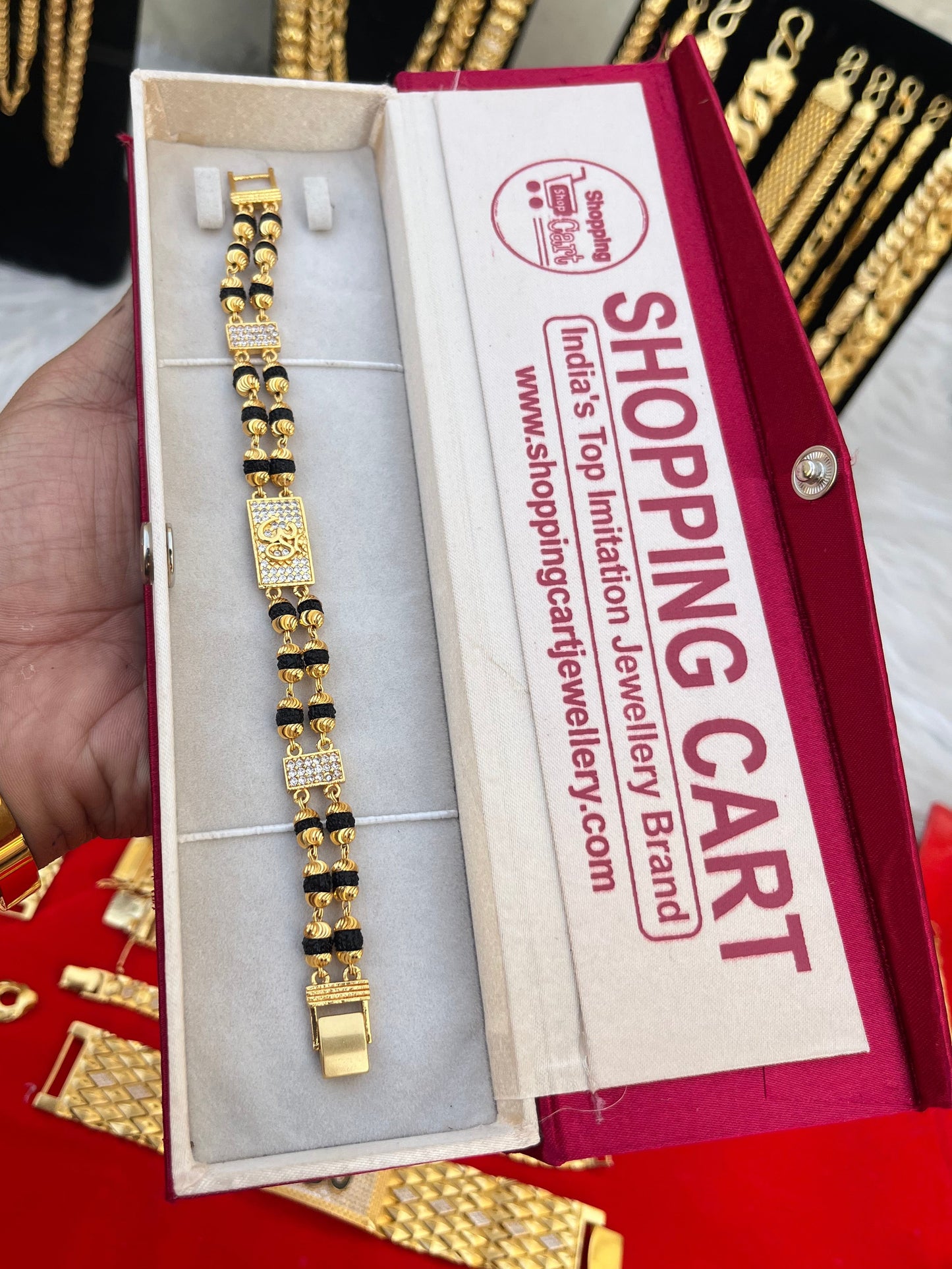 one gram gold plated rudhraksh om bracelet