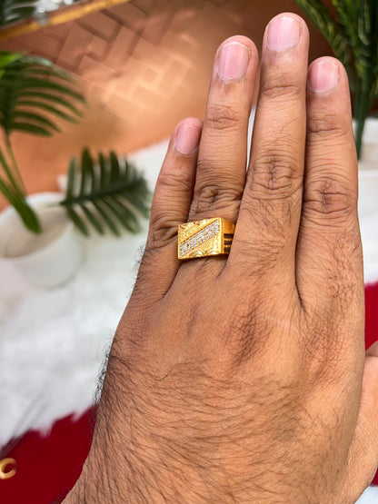 One gram gold plated cross daimond ring
