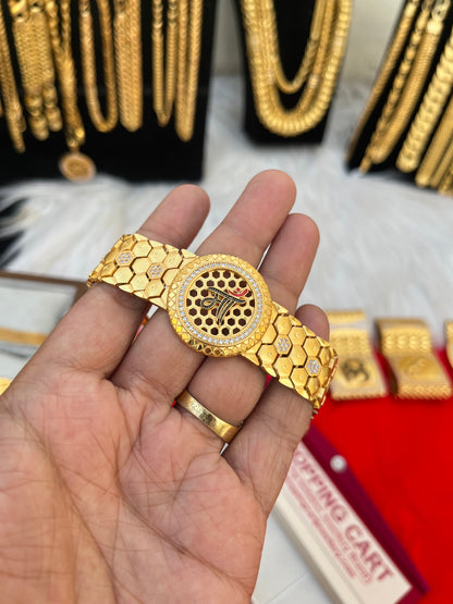 one gram gold plated premium maa design bracelet