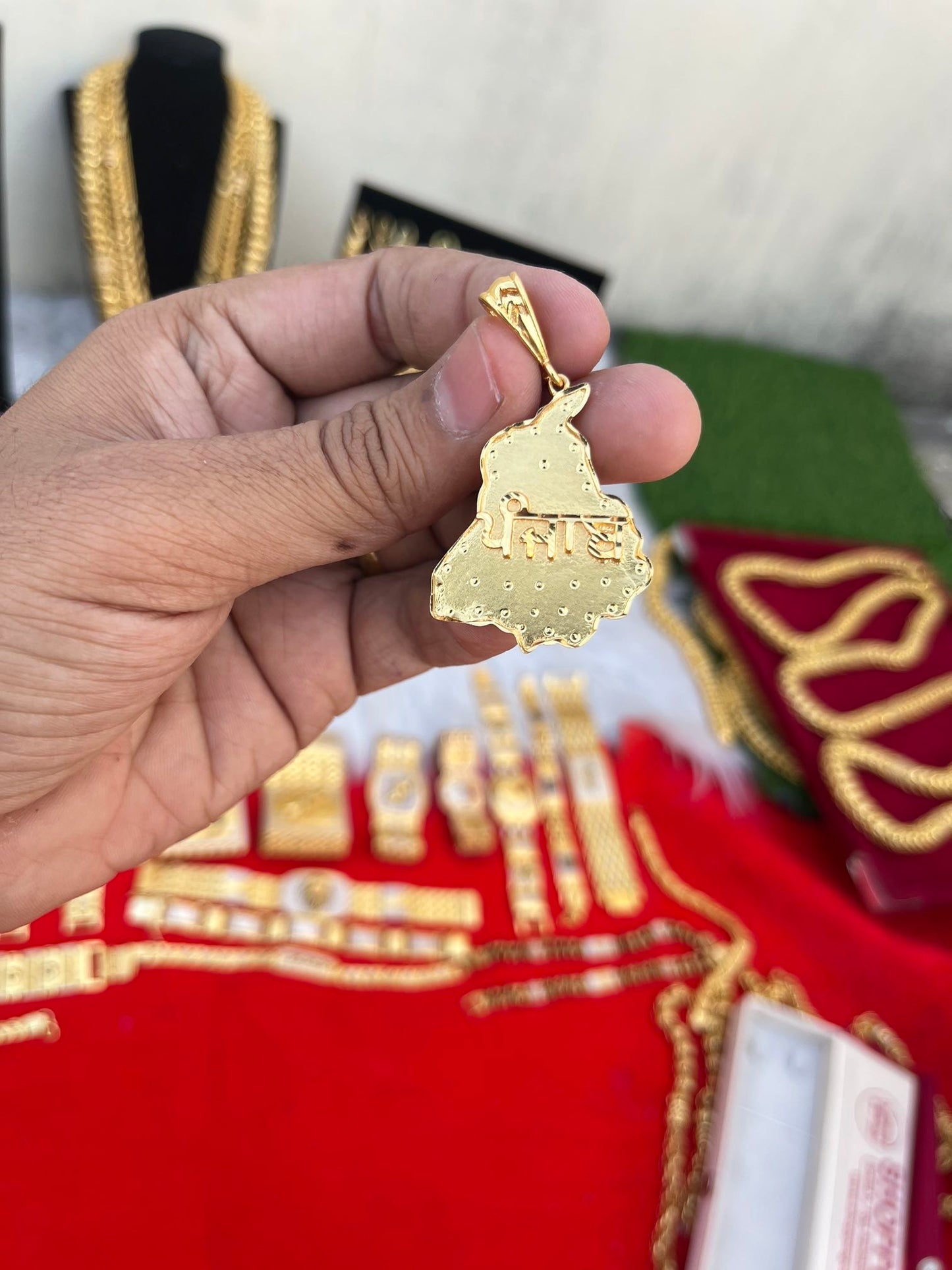 one gram gold plated punjab map design pandent