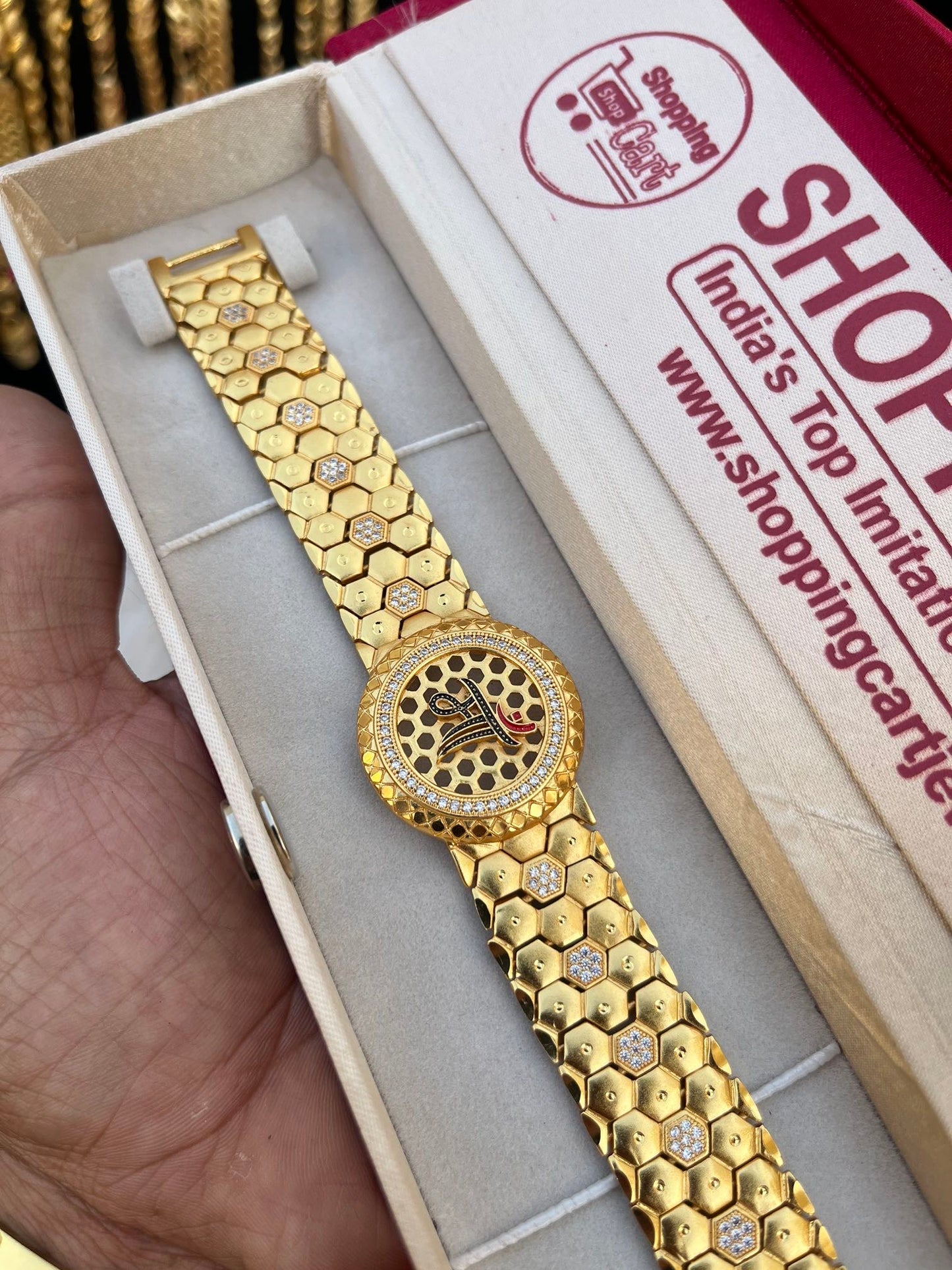 one gram gold plated premium maa design bracelet