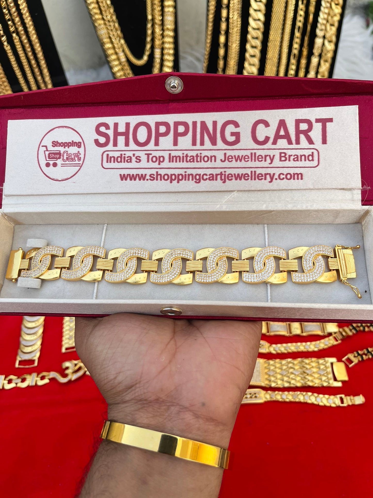 one gram gold plated daimond salang design big bracelet
