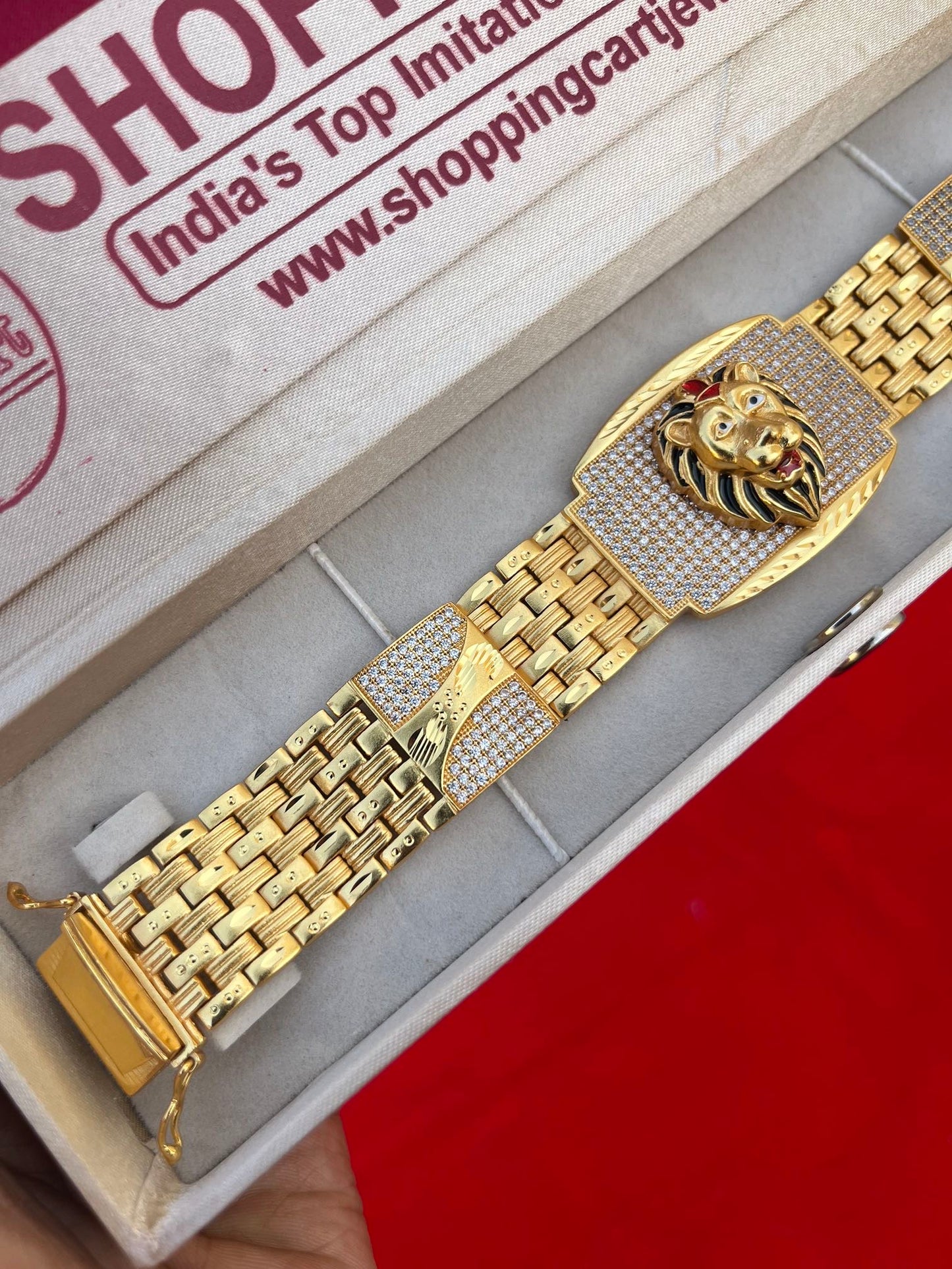 one gram gold plated lion design big bracelet